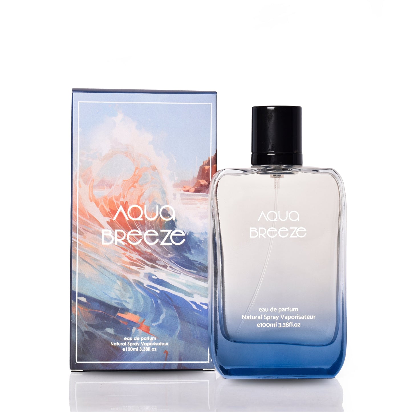 Aqua Breeze perfume bottle and packaging on a white background