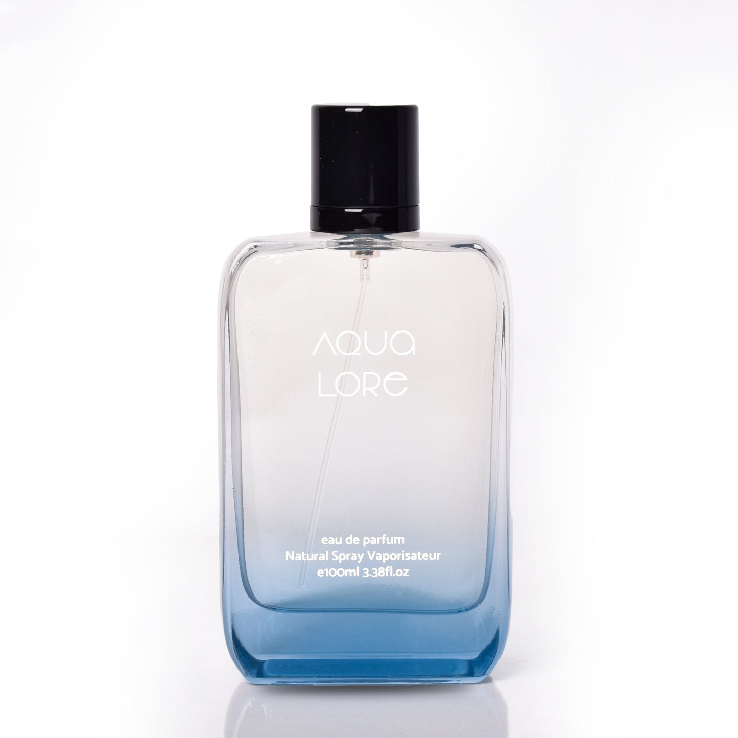 Close-up of Aqua Lore perfume cap and label, best aquatic fragrance for daily wear
