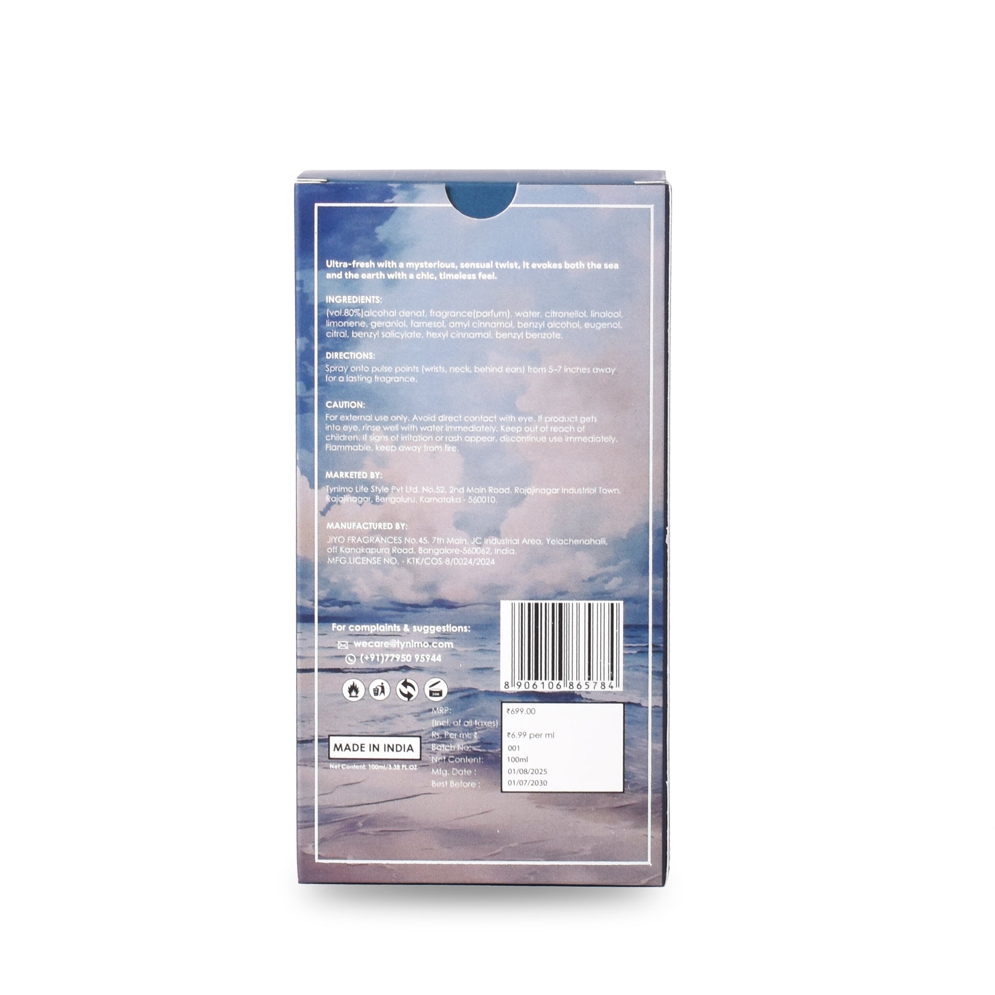 Minimalist premium perfume Aqua Lore, unisex aquatic scent for men and women
