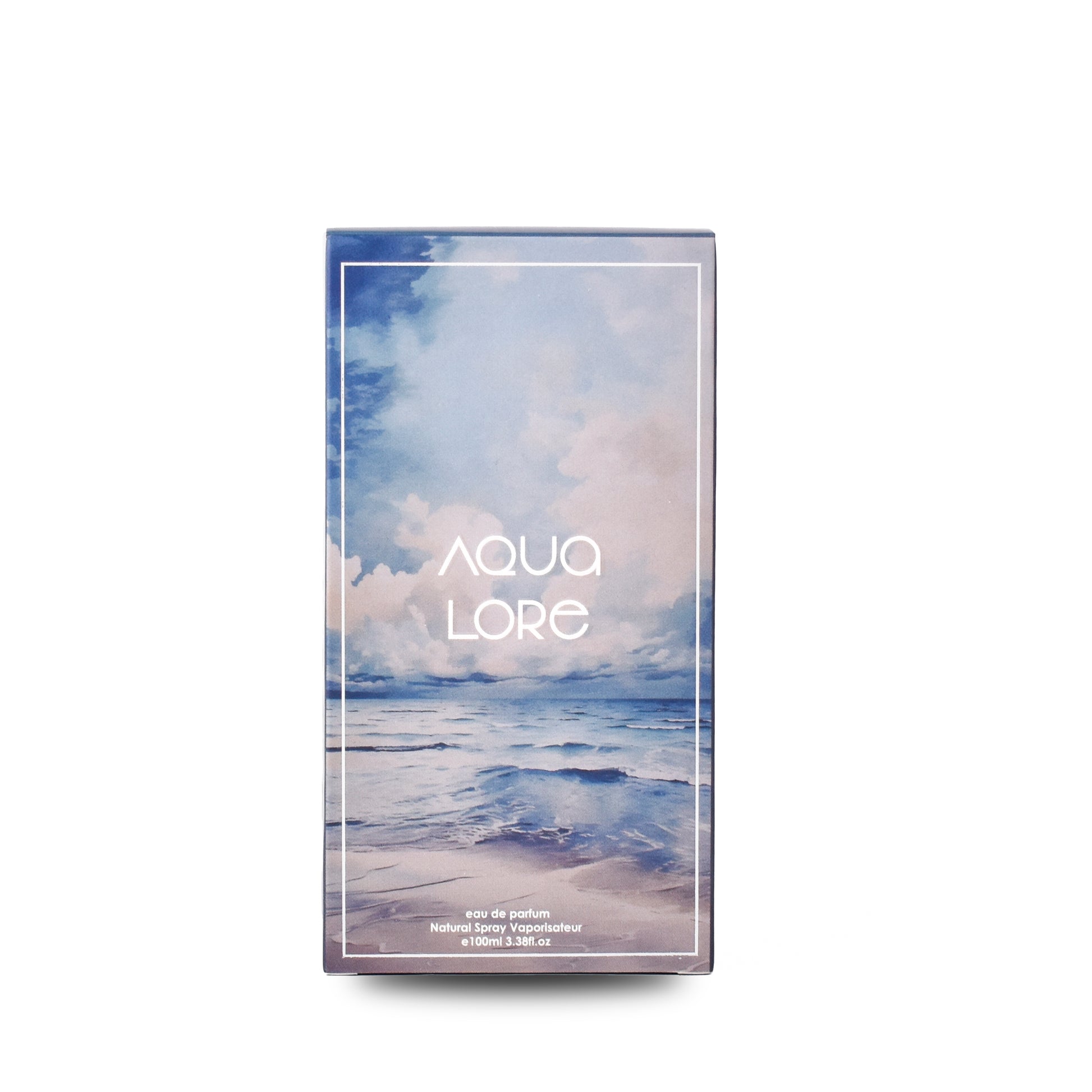 Minimalist premium perfume Aqua Lore, unisex aquatic scent for men and women